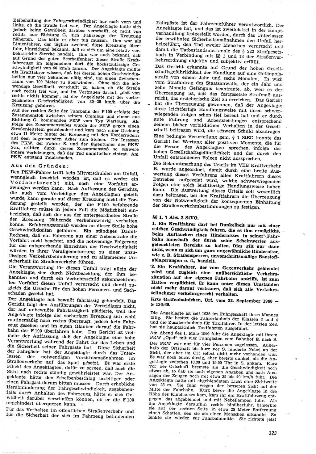 Neue Justiz (NJ), Zeitschrift für Recht und Rechtswissenschaft [Deutsche Demokratische Republik (DDR)], 15. Jahrgang 1961, Seite 323 (NJ DDR 1961, S. 323)