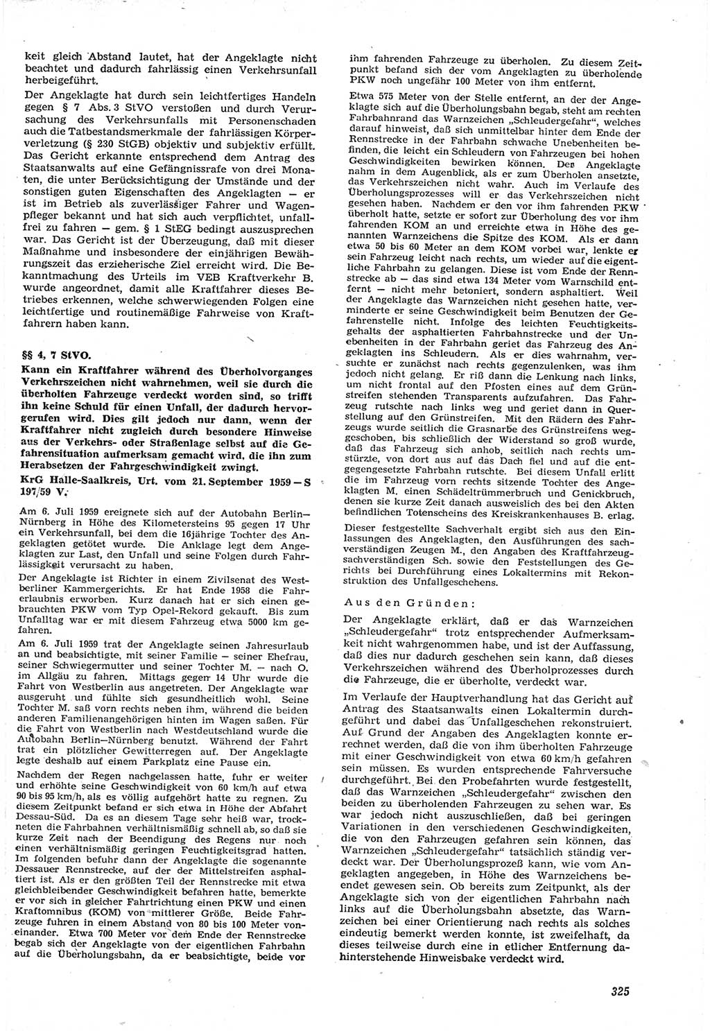 Neue Justiz (NJ), Zeitschrift für Recht und Rechtswissenschaft [Deutsche Demokratische Republik (DDR)], 15. Jahrgang 1961, Seite 325 (NJ DDR 1961, S. 325)