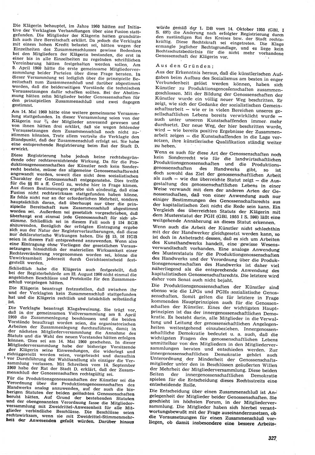 Neue Justiz (NJ), Zeitschrift für Recht und Rechtswissenschaft [Deutsche Demokratische Republik (DDR)], 15. Jahrgang 1961, Seite 327 (NJ DDR 1961, S. 327)