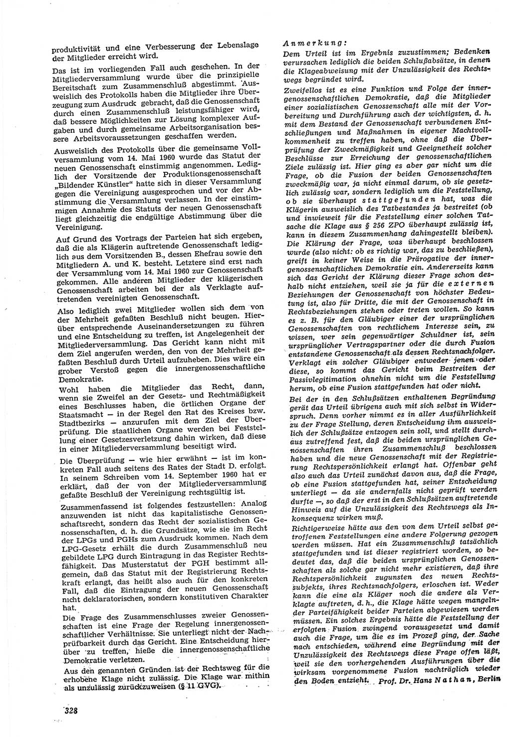 Neue Justiz (NJ), Zeitschrift für Recht und Rechtswissenschaft [Deutsche Demokratische Republik (DDR)], 15. Jahrgang 1961, Seite 328 (NJ DDR 1961, S. 328)