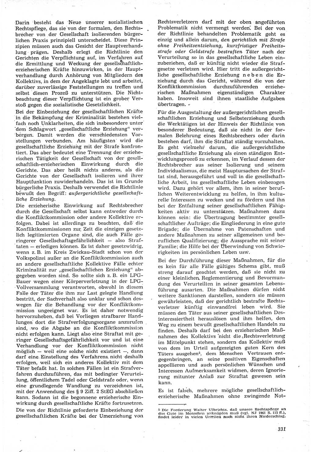 Neue Justiz (NJ), Zeitschrift für Recht und Rechtswissenschaft [Deutsche Demokratische Republik (DDR)], 15. Jahrgang 1961, Seite 331 (NJ DDR 1961, S. 331)