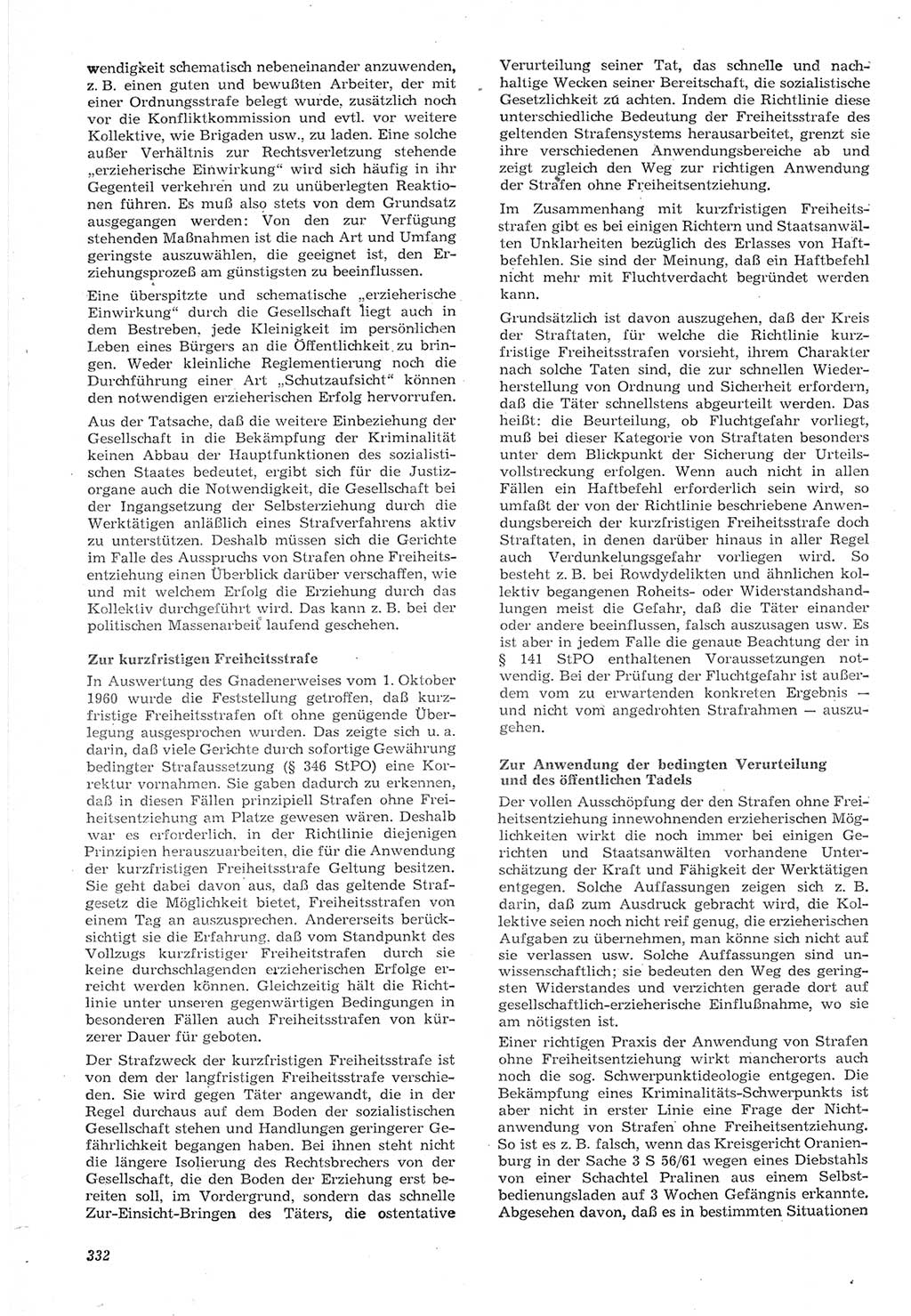 Neue Justiz (NJ), Zeitschrift für Recht und Rechtswissenschaft [Deutsche Demokratische Republik (DDR)], 15. Jahrgang 1961, Seite 332 (NJ DDR 1961, S. 332)