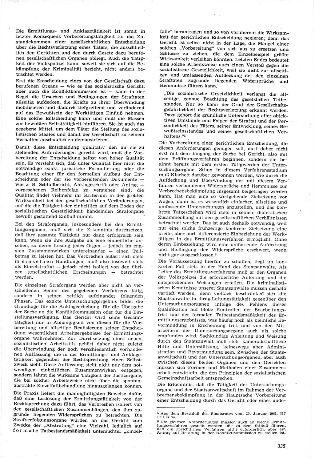 Neue Justiz (NJ), Zeitschrift für Recht und Rechtswissenschaft [Deutsche Demokratische Republik (DDR)], 15. Jahrgang 1961, Seite 335 (NJ DDR 1961, S. 335)
