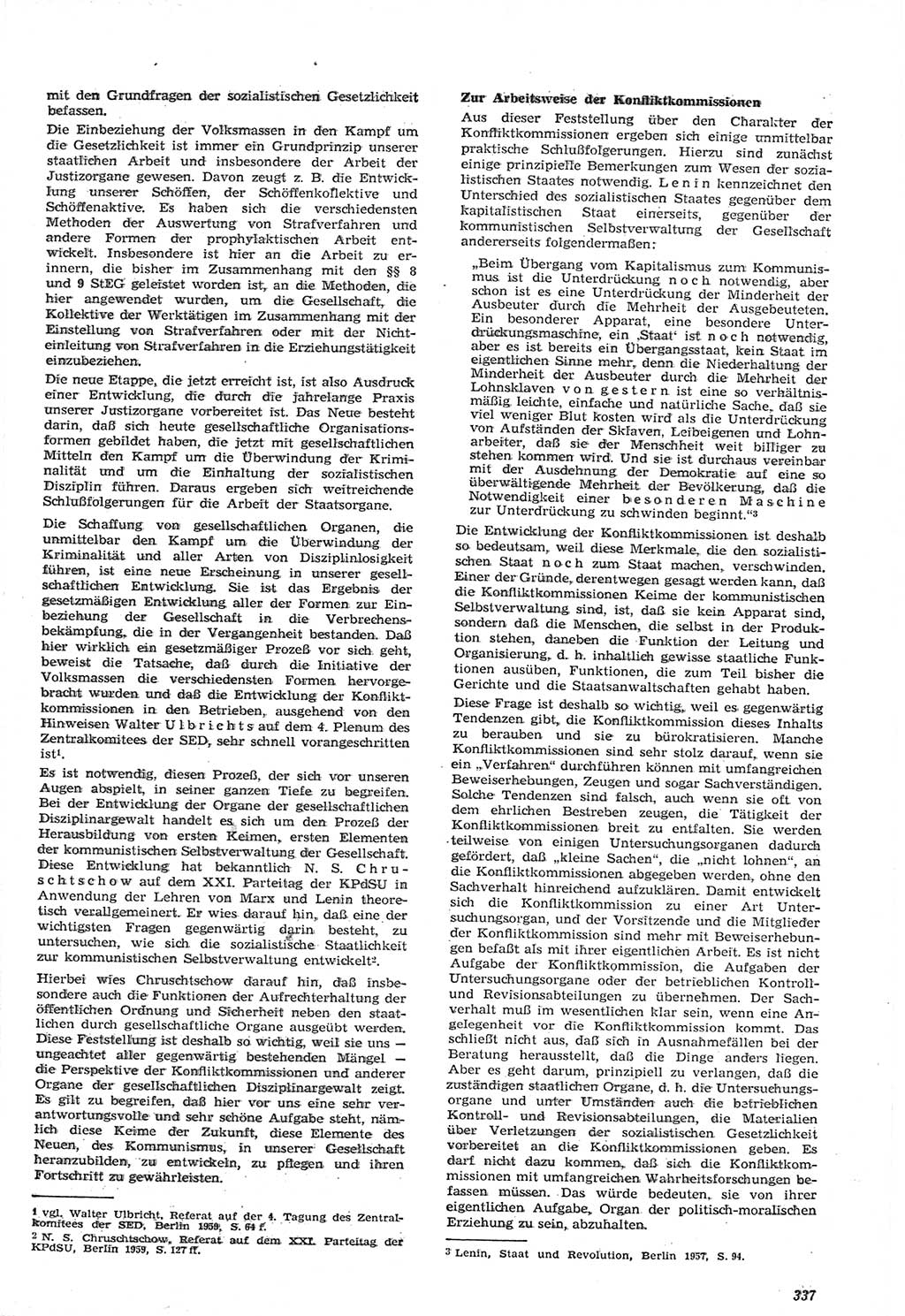 Neue Justiz (NJ), Zeitschrift für Recht und Rechtswissenschaft [Deutsche Demokratische Republik (DDR)], 15. Jahrgang 1961, Seite 337 (NJ DDR 1961, S. 337)