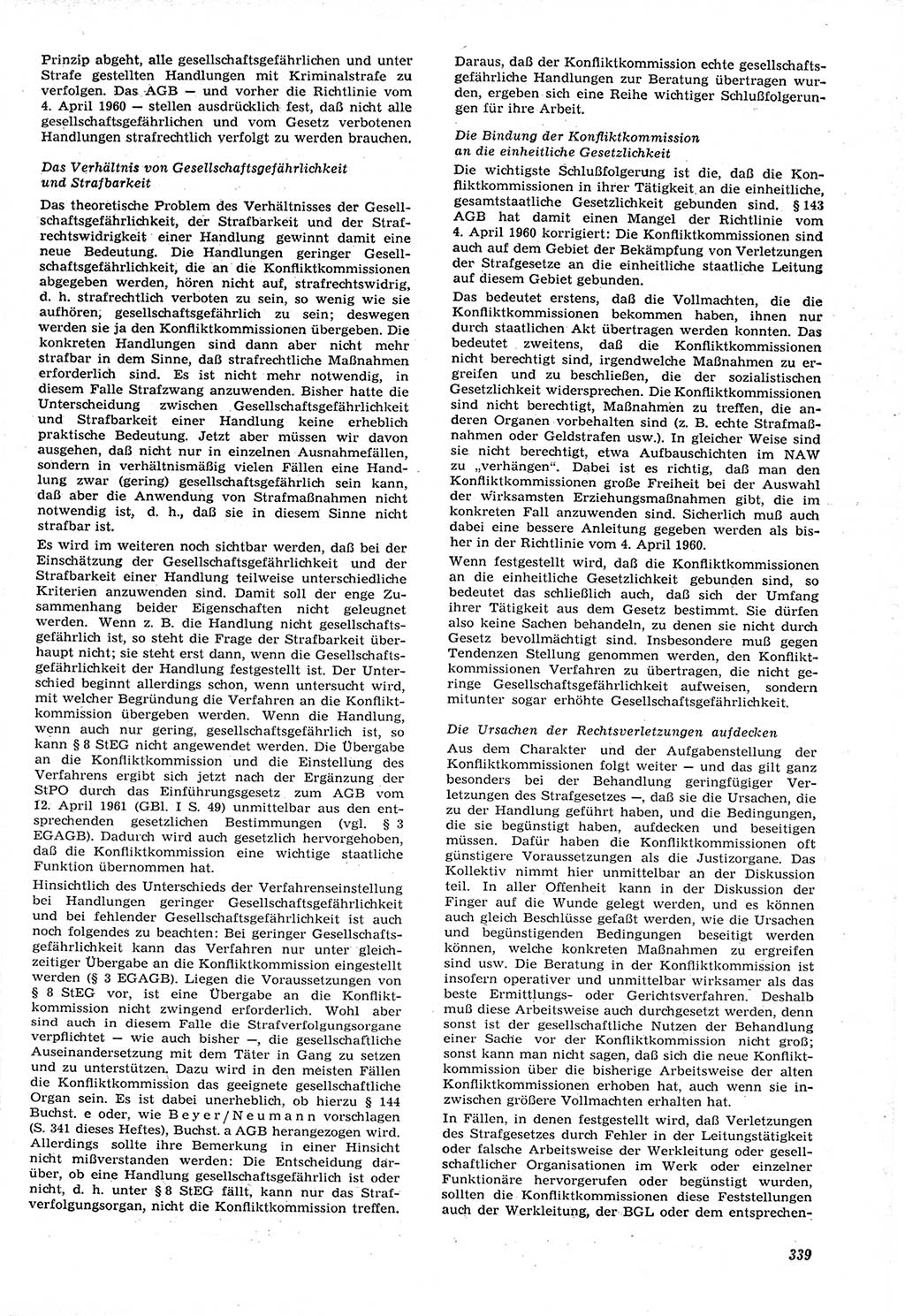 Neue Justiz (NJ), Zeitschrift für Recht und Rechtswissenschaft [Deutsche Demokratische Republik (DDR)], 15. Jahrgang 1961, Seite 339 (NJ DDR 1961, S. 339)
