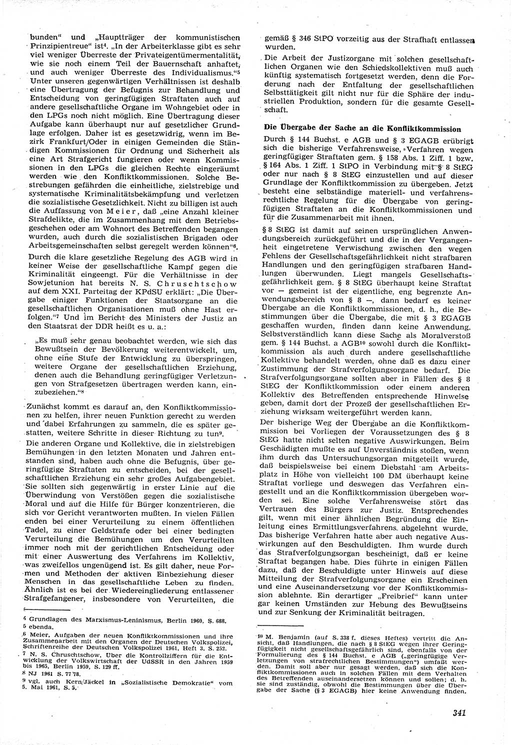 Neue Justiz (NJ), Zeitschrift für Recht und Rechtswissenschaft [Deutsche Demokratische Republik (DDR)], 15. Jahrgang 1961, Seite 341 (NJ DDR 1961, S. 341)