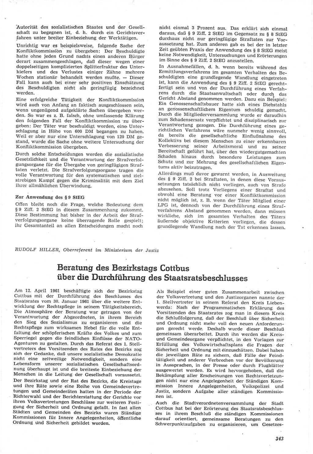 Neue Justiz (NJ), Zeitschrift für Recht und Rechtswissenschaft [Deutsche Demokratische Republik (DDR)], 15. Jahrgang 1961, Seite 343 (NJ DDR 1961, S. 343)