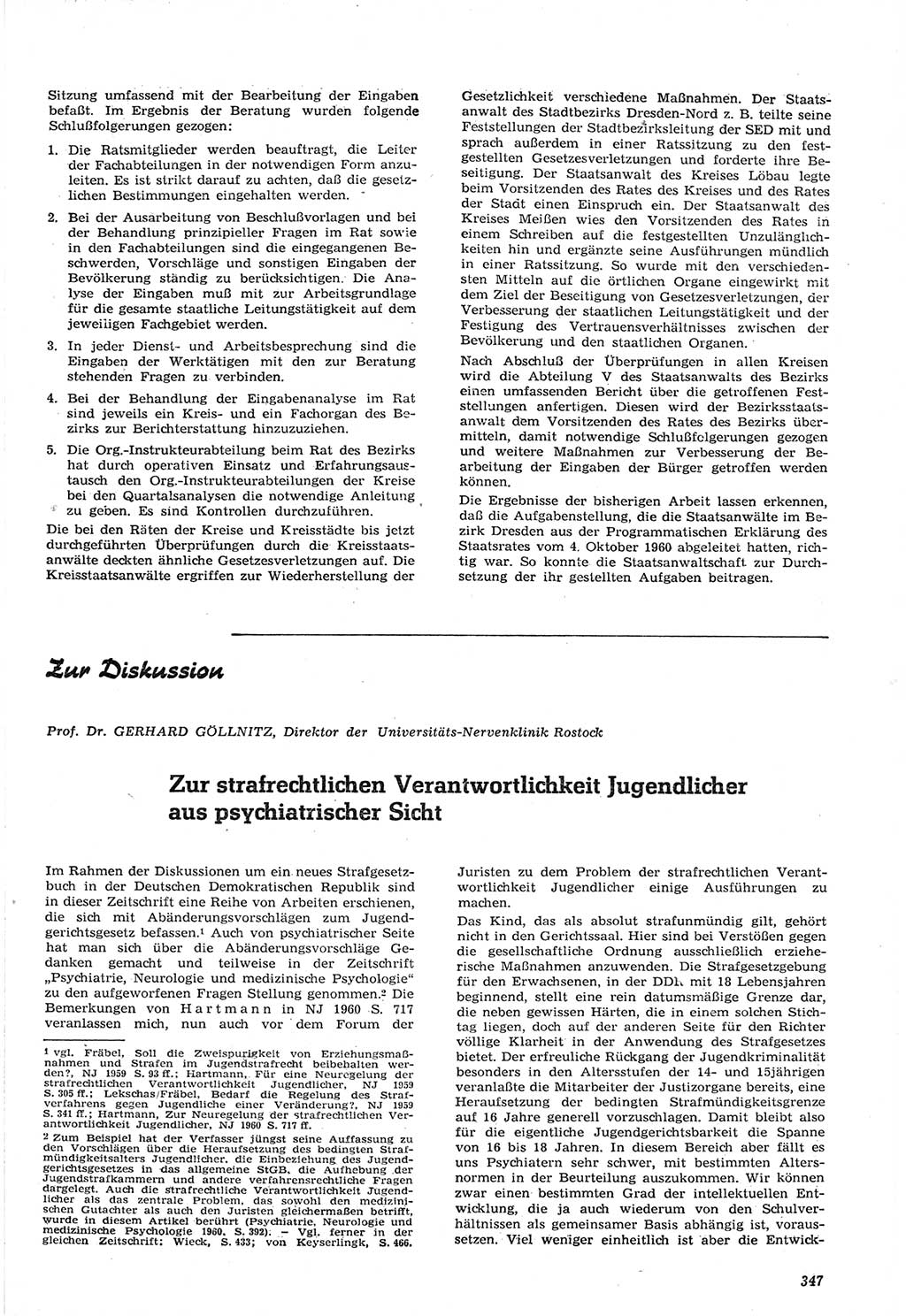 Neue Justiz (NJ), Zeitschrift für Recht und Rechtswissenschaft [Deutsche Demokratische Republik (DDR)], 15. Jahrgang 1961, Seite 347 (NJ DDR 1961, S. 347)