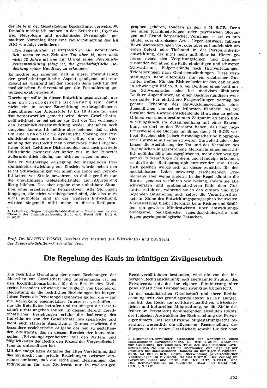 Neue Justiz (NJ), Zeitschrift für Recht und Rechtswissenschaft [Deutsche Demokratische Republik (DDR)], 15. Jahrgang 1961, Seite 351 (NJ DDR 1961, S. 351)