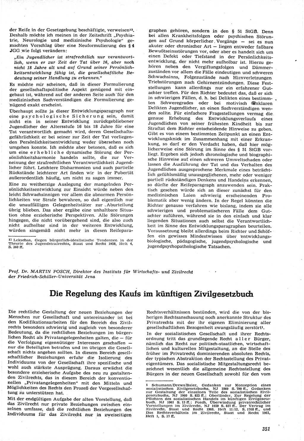 Neue Justiz (NJ), Zeitschrift für Recht und Rechtswissenschaft [Deutsche Demokratische Republik (DDR)], 15. Jahrgang 1961, Seite 351 (NJ DDR 1961, S. 351)