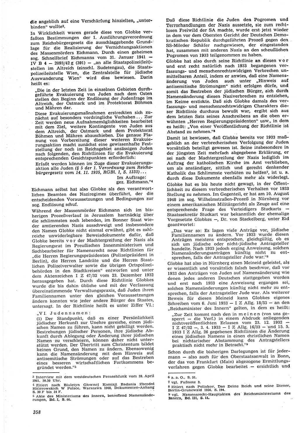 Neue Justiz (NJ), Zeitschrift für Recht und Rechtswissenschaft [Deutsche Demokratische Republik (DDR)], 15. Jahrgang 1961, Seite 358 (NJ DDR 1961, S. 358)