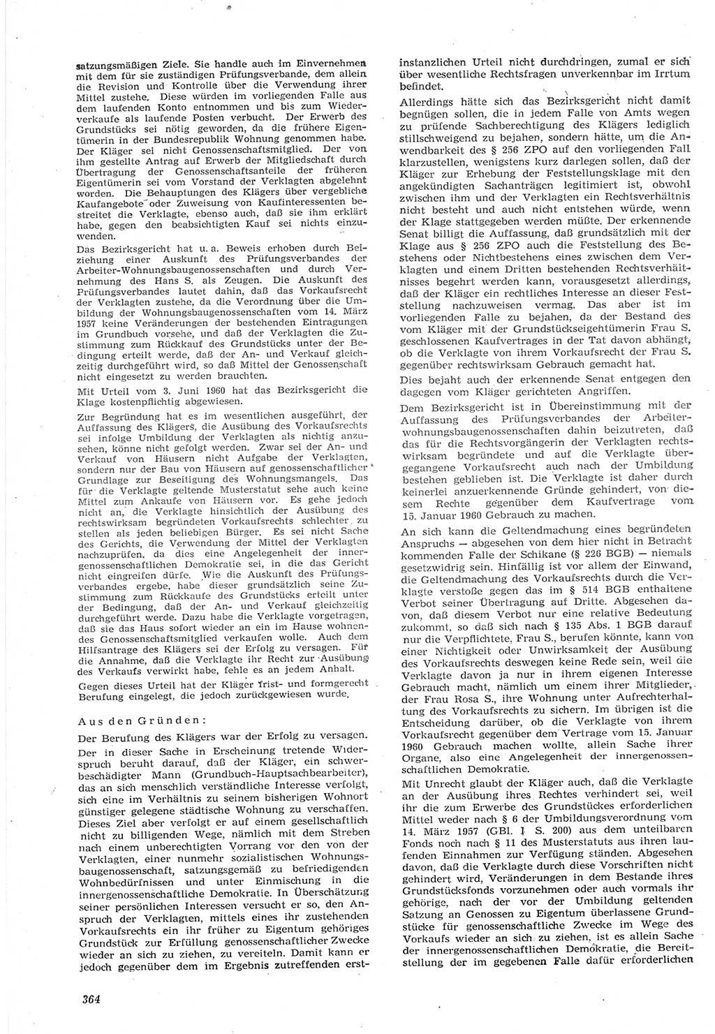 Neue Justiz (NJ), Zeitschrift für Recht und Rechtswissenschaft [Deutsche Demokratische Republik (DDR)], 15. Jahrgang 1961, Seite 364 (NJ DDR 1961, S. 364)