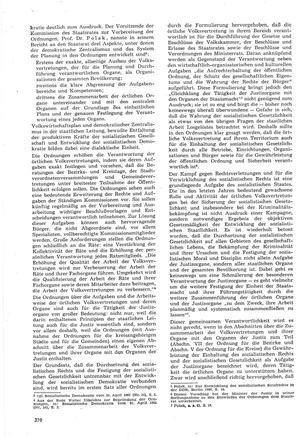 Neue Justiz (NJ), Zeitschrift für Recht und Rechtswissenschaft [Deutsche Demokratische Republik (DDR)], 15. Jahrgang 1961, Seite 370 (NJ DDR 1961, S. 370)