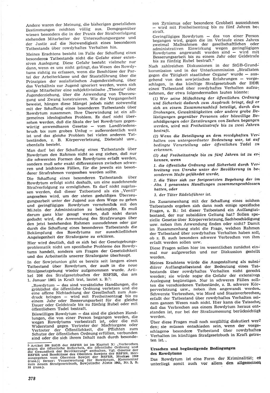 Neue Justiz (NJ), Zeitschrift für Recht und Rechtswissenschaft [Deutsche Demokratische Republik (DDR)], 15. Jahrgang 1961, Seite 378 (NJ DDR 1961, S. 378)