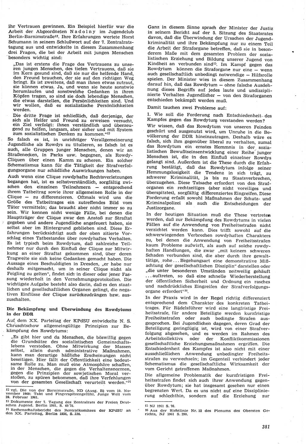 Neue Justiz (NJ), Zeitschrift für Recht und Rechtswissenschaft [Deutsche Demokratische Republik (DDR)], 15. Jahrgang 1961, Seite 381 (NJ DDR 1961, S. 381)