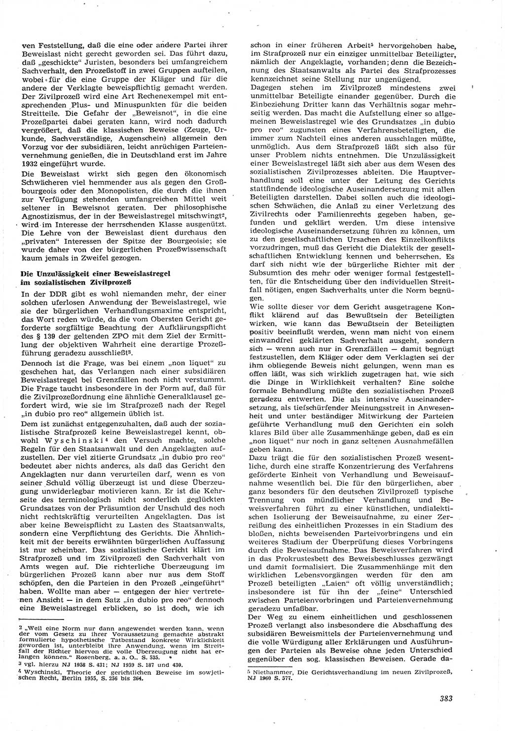 Neue Justiz (NJ), Zeitschrift für Recht und Rechtswissenschaft [Deutsche Demokratische Republik (DDR)], 15. Jahrgang 1961, Seite 383 (NJ DDR 1961, S. 383)