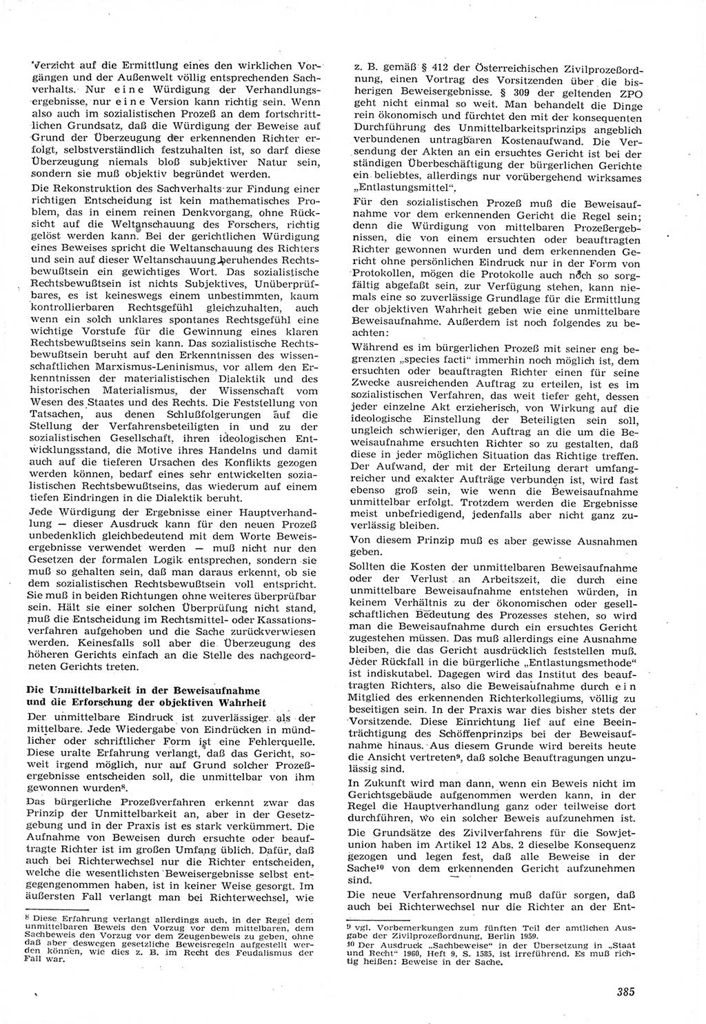 Neue Justiz (NJ), Zeitschrift für Recht und Rechtswissenschaft [Deutsche Demokratische Republik (DDR)], 15. Jahrgang 1961, Seite 385 (NJ DDR 1961, S. 385)