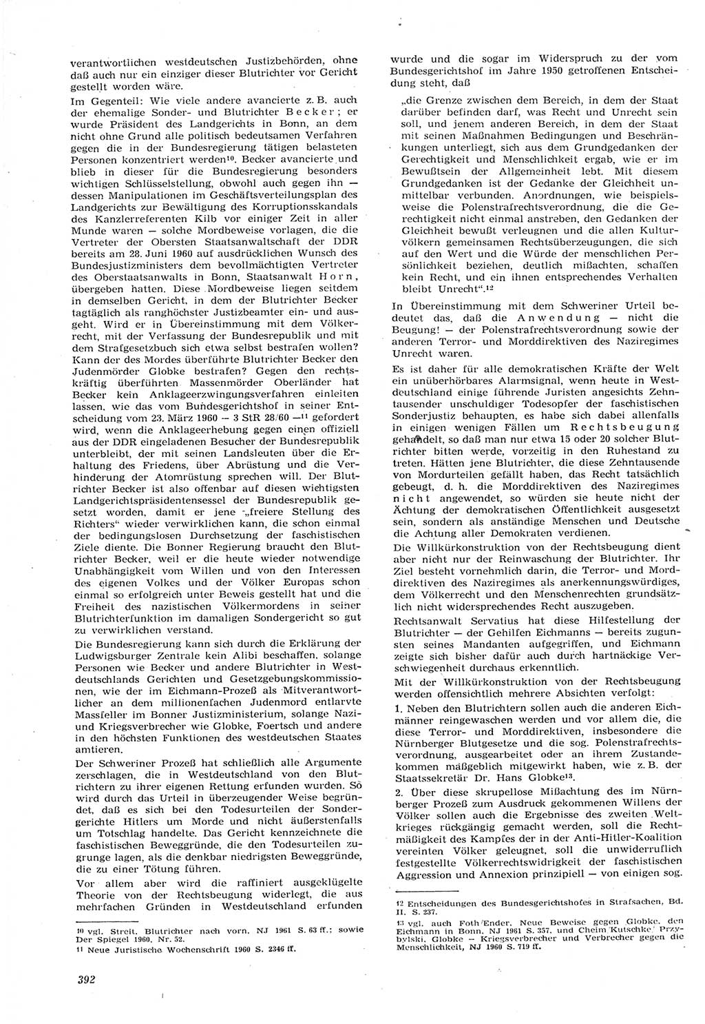 Neue Justiz (NJ), Zeitschrift für Recht und Rechtswissenschaft [Deutsche Demokratische Republik (DDR)], 15. Jahrgang 1961, Seite 392 (NJ DDR 1961, S. 392)