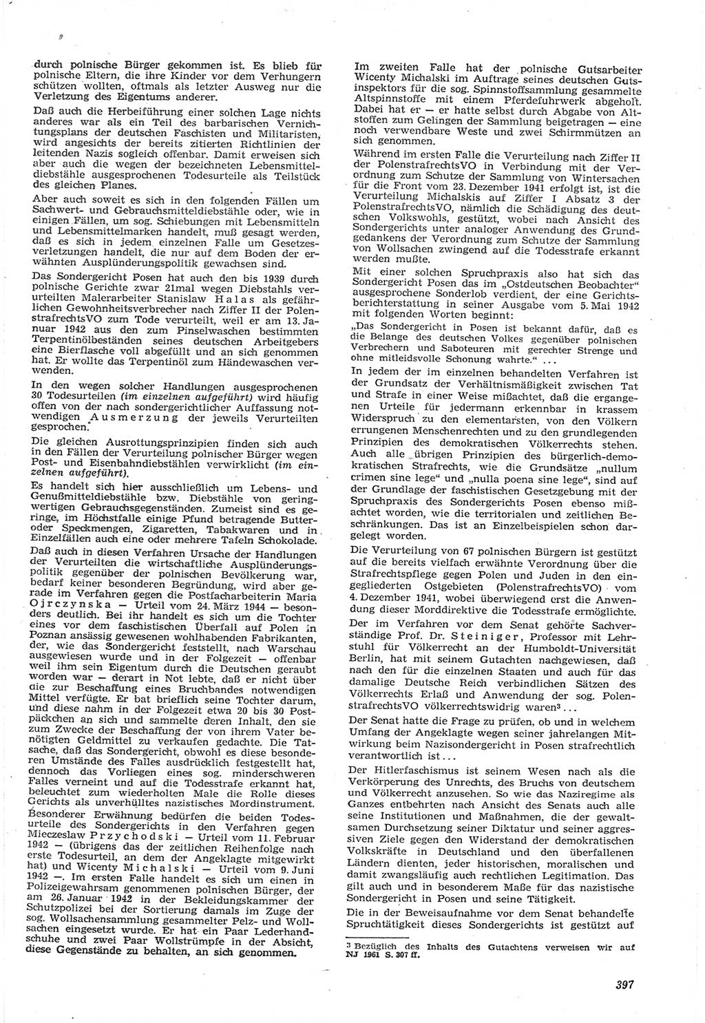 Neue Justiz (NJ), Zeitschrift für Recht und Rechtswissenschaft [Deutsche Demokratische Republik (DDR)], 15. Jahrgang 1961, Seite 397 (NJ DDR 1961, S. 397)