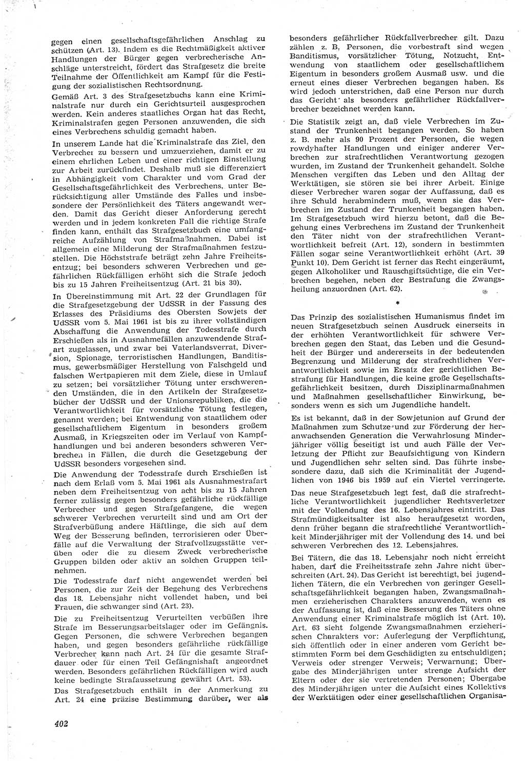 Neue Justiz (NJ), Zeitschrift für Recht und Rechtswissenschaft [Deutsche Demokratische Republik (DDR)], 15. Jahrgang 1961, Seite 402 (NJ DDR 1961, S. 402)