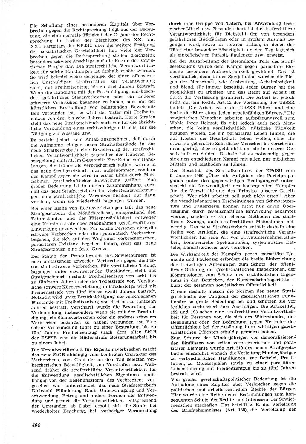 Neue Justiz (NJ), Zeitschrift für Recht und Rechtswissenschaft [Deutsche Demokratische Republik (DDR)], 15. Jahrgang 1961, Seite 404 (NJ DDR 1961, S. 404)