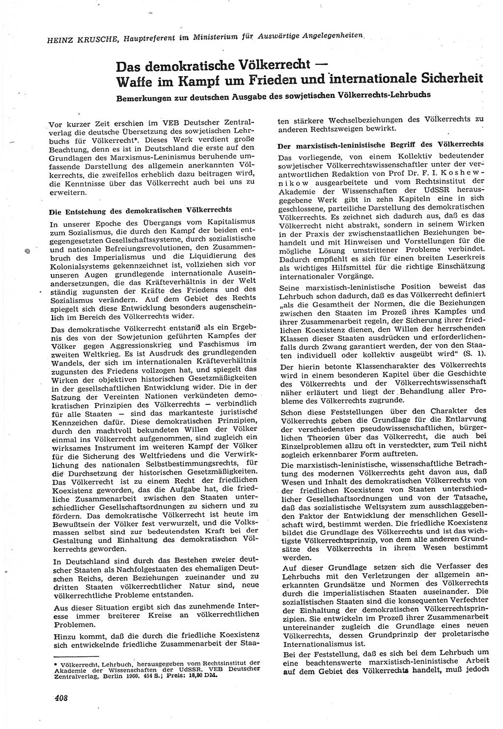 Neue Justiz (NJ), Zeitschrift für Recht und Rechtswissenschaft [Deutsche Demokratische Republik (DDR)], 15. Jahrgang 1961, Seite 408 (NJ DDR 1961, S. 408)