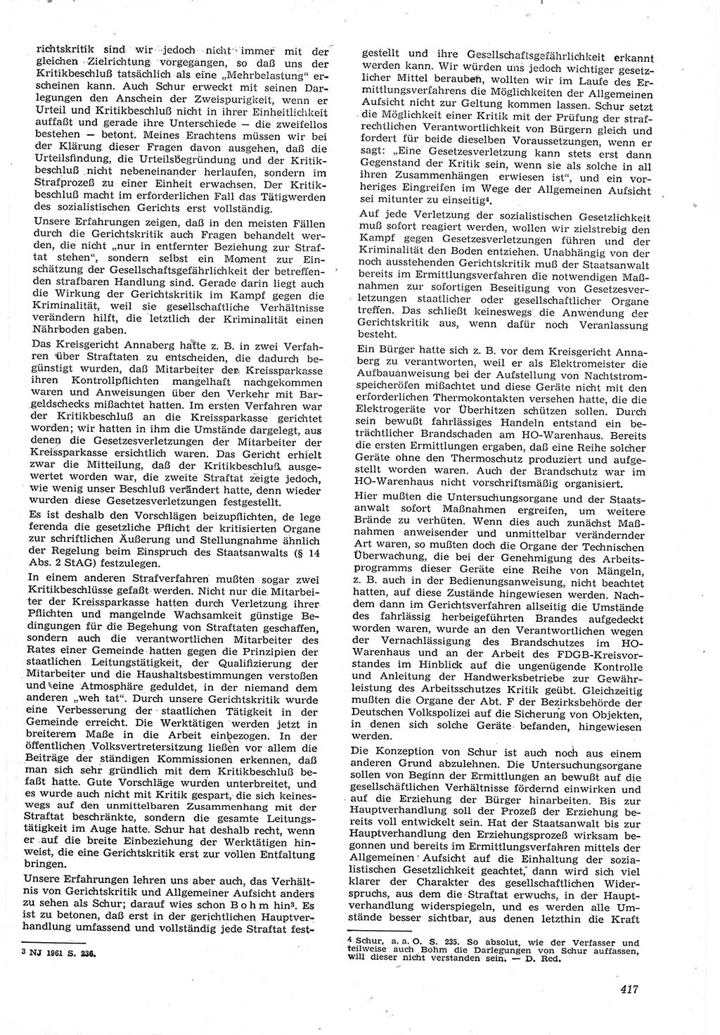 Neue Justiz (NJ), Zeitschrift für Recht und Rechtswissenschaft [Deutsche Demokratische Republik (DDR)], 15. Jahrgang 1961, Seite 417 (NJ DDR 1961, S. 417)
