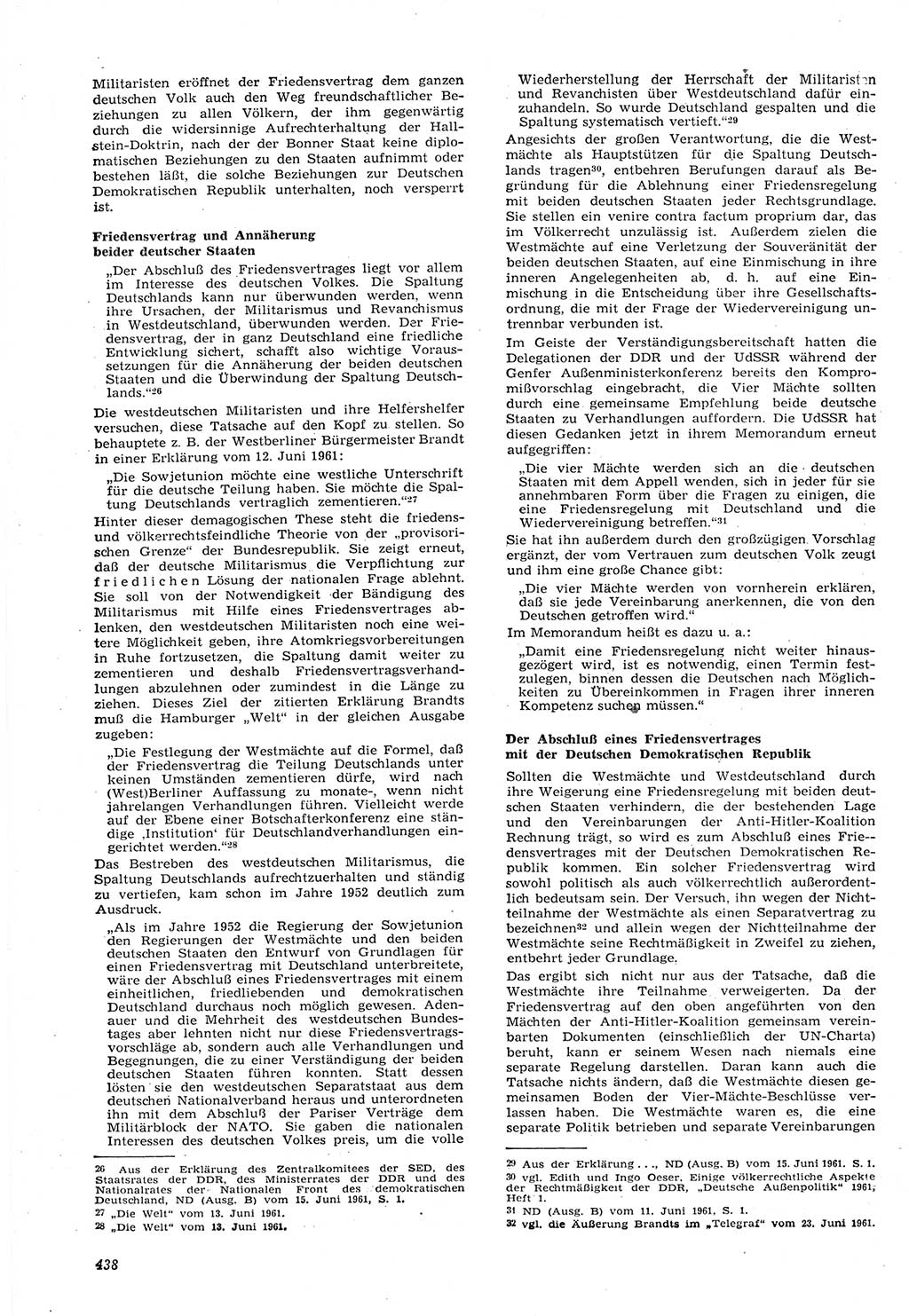 Neue Justiz (NJ), Zeitschrift für Recht und Rechtswissenschaft [Deutsche Demokratische Republik (DDR)], 15. Jahrgang 1961, Seite 438 (NJ DDR 1961, S. 438)