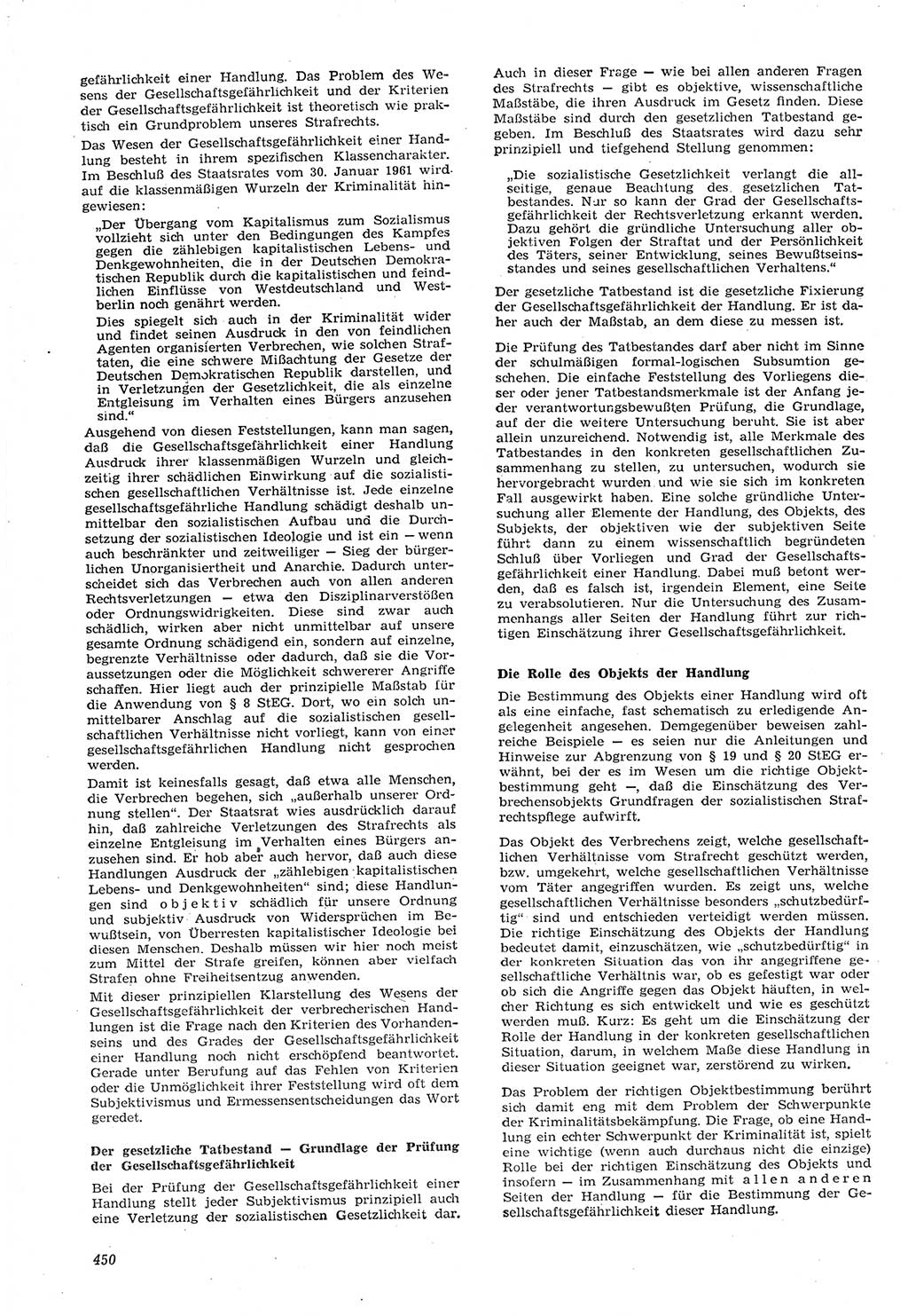 Neue Justiz (NJ), Zeitschrift für Recht und Rechtswissenschaft [Deutsche Demokratische Republik (DDR)], 15. Jahrgang 1961, Seite 450 (NJ DDR 1961, S. 450)