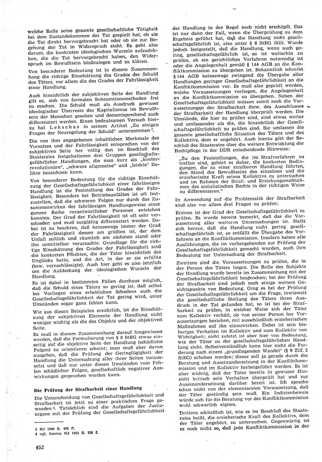Neue Justiz (NJ), Zeitschrift für Recht und Rechtswissenschaft [Deutsche Demokratische Republik (DDR)], 15. Jahrgang 1961, Seite 452 (NJ DDR 1961, S. 452)
