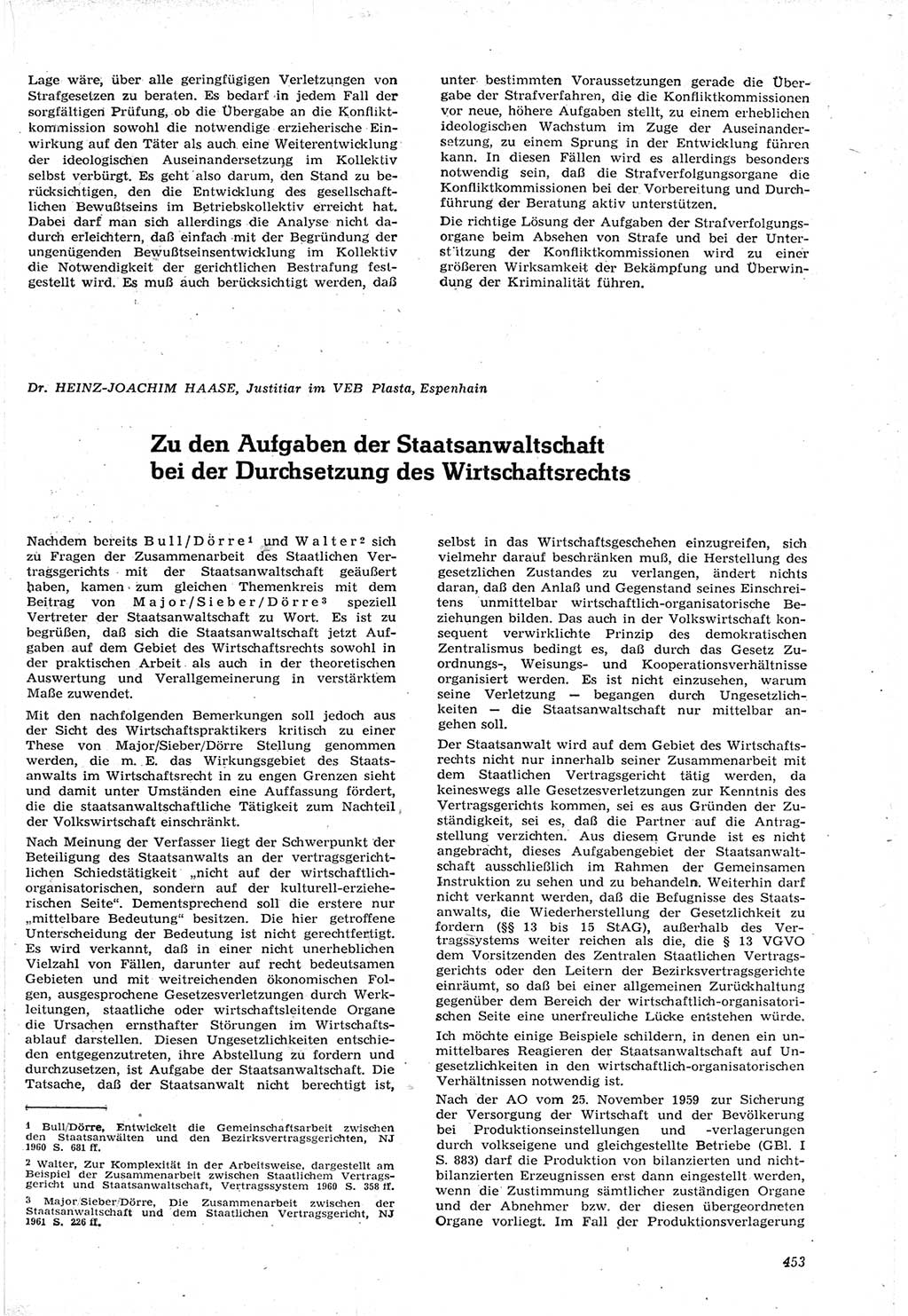 Neue Justiz (NJ), Zeitschrift für Recht und Rechtswissenschaft [Deutsche Demokratische Republik (DDR)], 15. Jahrgang 1961, Seite 453 (NJ DDR 1961, S. 453)