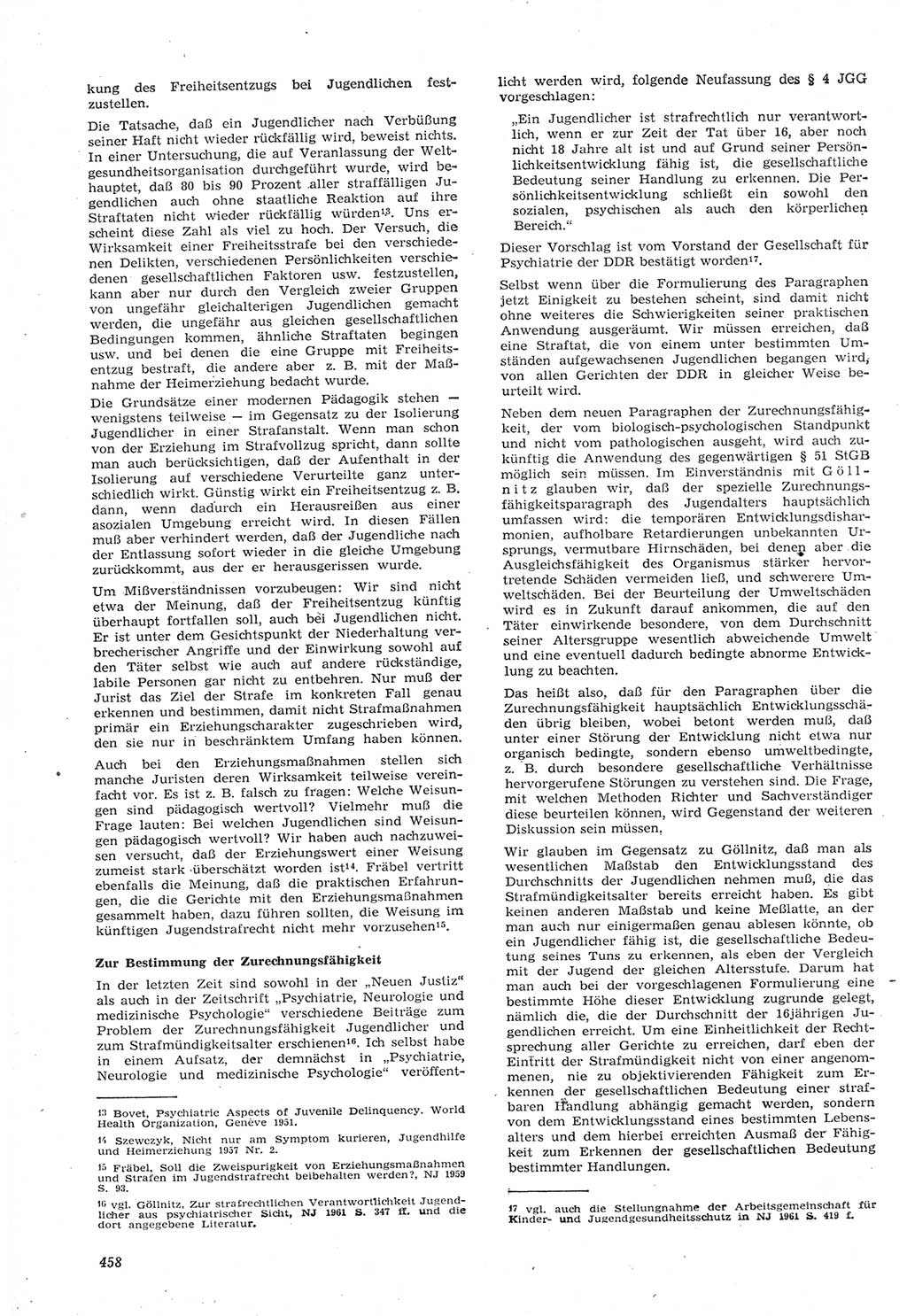 Neue Justiz (NJ), Zeitschrift für Recht und Rechtswissenschaft [Deutsche Demokratische Republik (DDR)], 15. Jahrgang 1961, Seite 458 (NJ DDR 1961, S. 458)