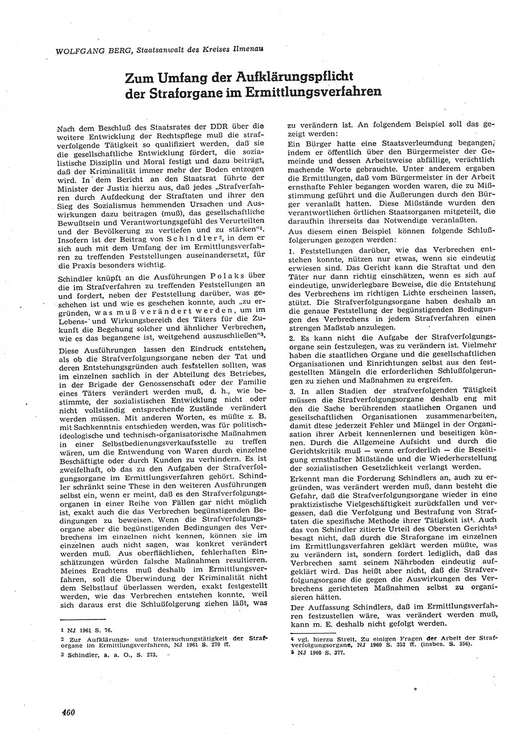 Neue Justiz (NJ), Zeitschrift für Recht und Rechtswissenschaft [Deutsche Demokratische Republik (DDR)], 15. Jahrgang 1961, Seite 460 (NJ DDR 1961, S. 460)