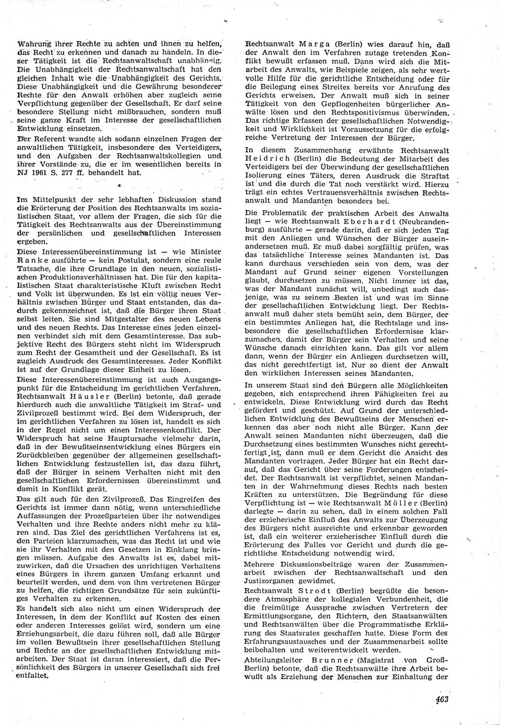 Neue Justiz (NJ), Zeitschrift für Recht und Rechtswissenschaft [Deutsche Demokratische Republik (DDR)], 15. Jahrgang 1961, Seite 463 (NJ DDR 1961, S. 463)