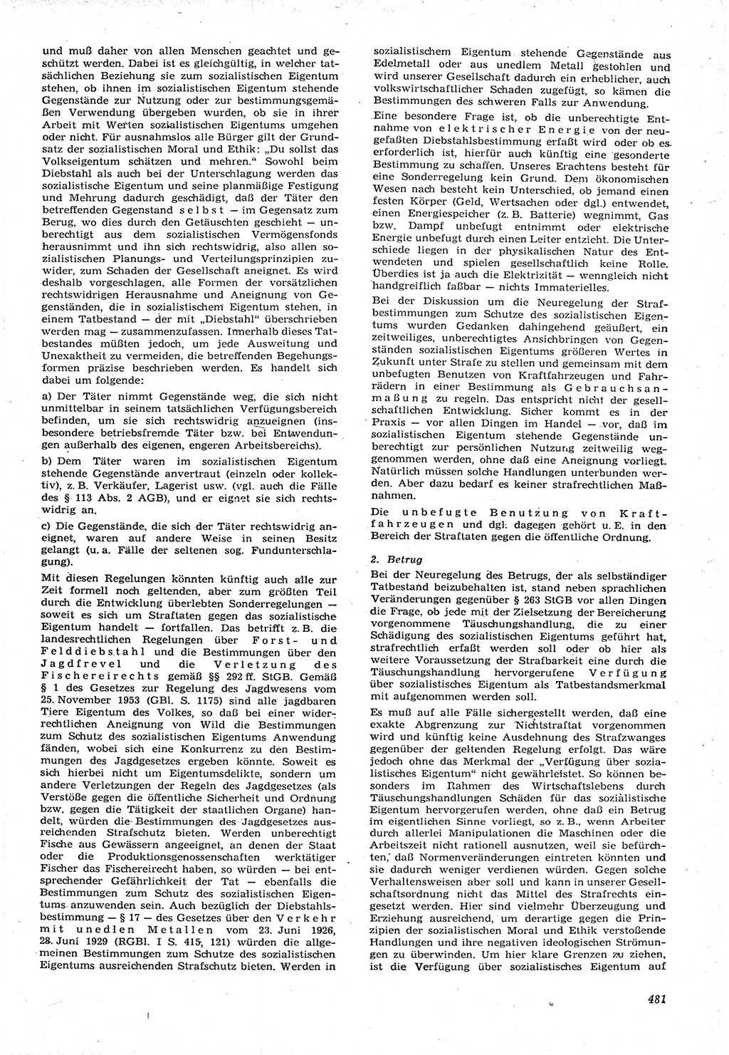 Neue Justiz (NJ), Zeitschrift für Recht und Rechtswissenschaft [Deutsche Demokratische Republik (DDR)], 15. Jahrgang 1961, Seite 481 (NJ DDR 1961, S. 481)