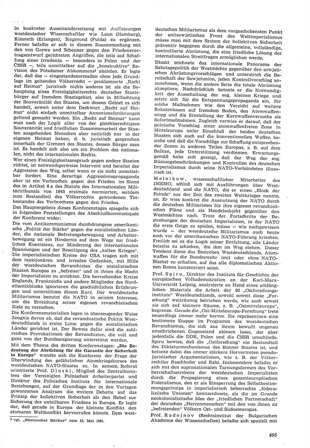 Neue Justiz (NJ), Zeitschrift für Recht und Rechtswissenschaft [Deutsche Demokratische Republik (DDR)], 15. Jahrgang 1961, Seite 495 (NJ DDR 1961, S. 495)