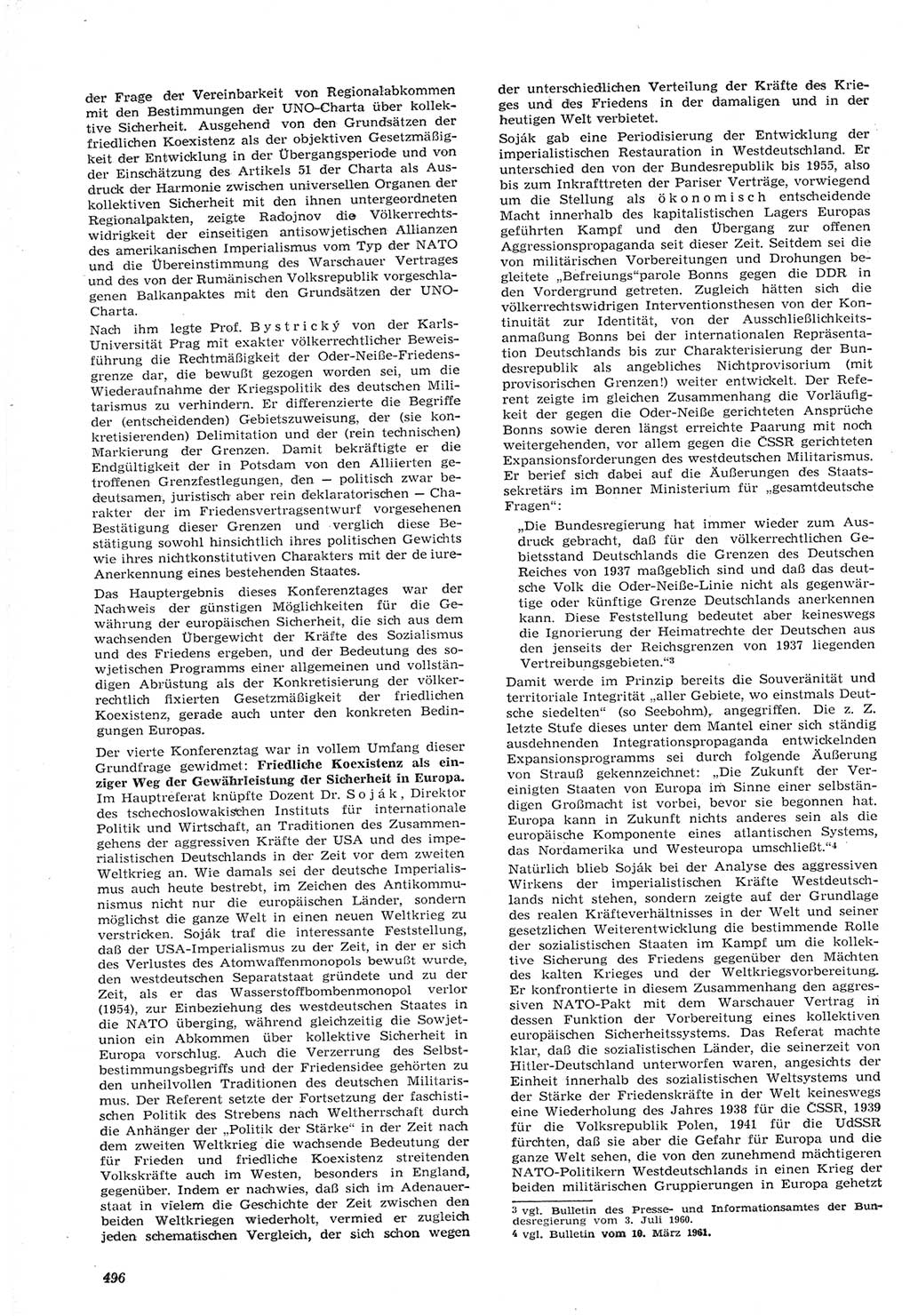 Neue Justiz (NJ), Zeitschrift für Recht und Rechtswissenschaft [Deutsche Demokratische Republik (DDR)], 15. Jahrgang 1961, Seite 496 (NJ DDR 1961, S. 496)