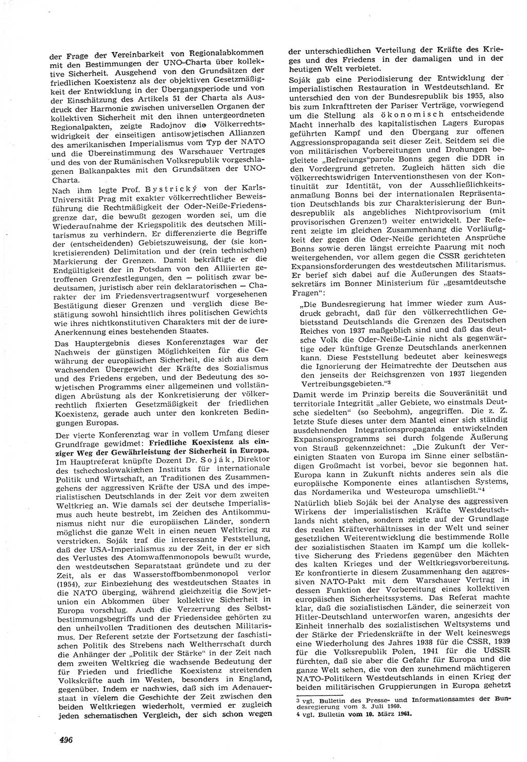 Neue Justiz (NJ), Zeitschrift für Recht und Rechtswissenschaft [Deutsche Demokratische Republik (DDR)], 15. Jahrgang 1961, Seite 496 (NJ DDR 1961, S. 496)
