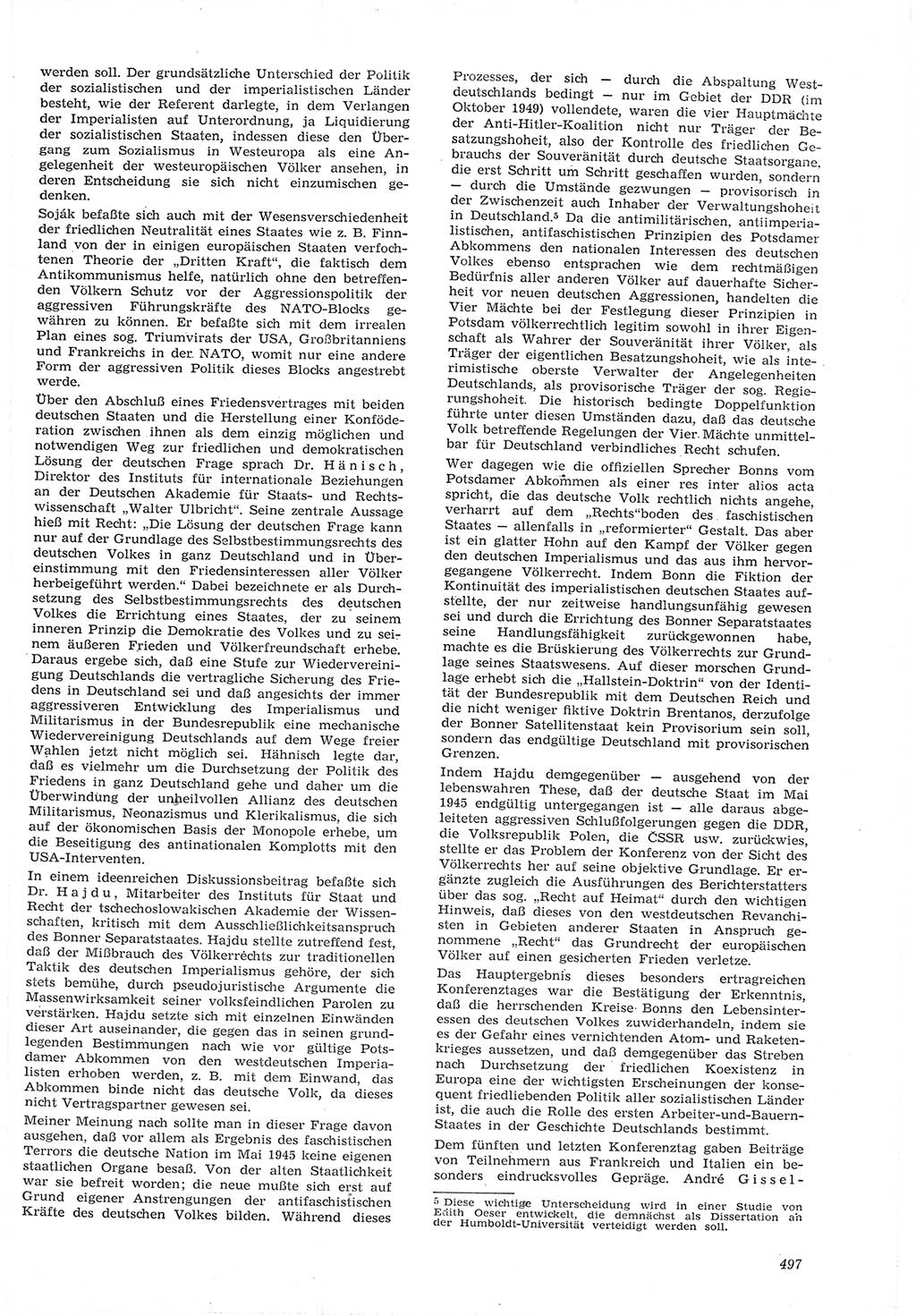 Neue Justiz (NJ), Zeitschrift für Recht und Rechtswissenschaft [Deutsche Demokratische Republik (DDR)], 15. Jahrgang 1961, Seite 497 (NJ DDR 1961, S. 497)