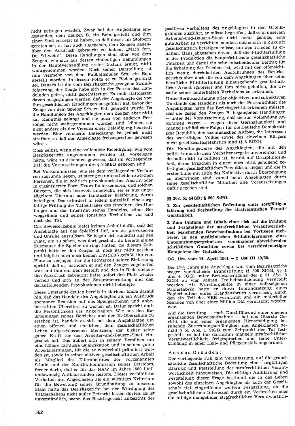 Neue Justiz (NJ), Zeitschrift für Recht und Rechtswissenschaft [Deutsche Demokratische Republik (DDR)], 15. Jahrgang 1961, Seite 502 (NJ DDR 1961, S. 502)