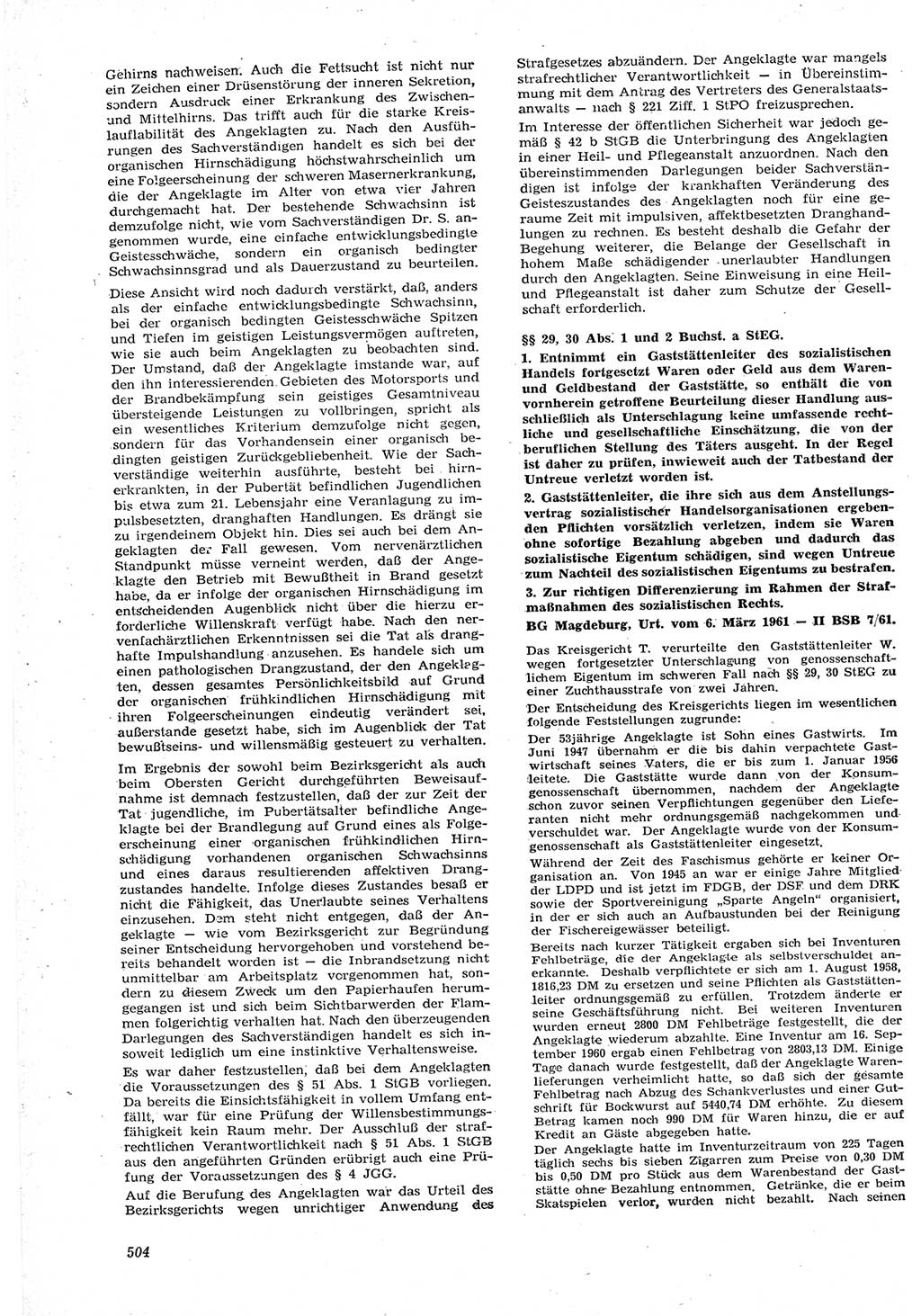 Neue Justiz (NJ), Zeitschrift für Recht und Rechtswissenschaft [Deutsche Demokratische Republik (DDR)], 15. Jahrgang 1961, Seite 504 (NJ DDR 1961, S. 504)