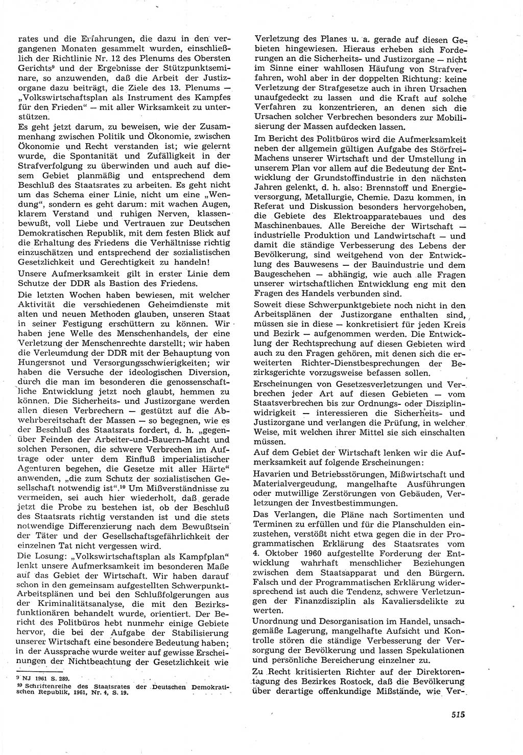 Neue Justiz (NJ), Zeitschrift für Recht und Rechtswissenschaft [Deutsche Demokratische Republik (DDR)], 15. Jahrgang 1961, Seite 515 (NJ DDR 1961, S. 515)