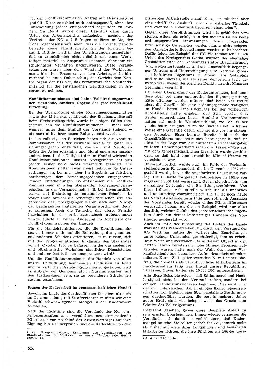 Neue Justiz (NJ), Zeitschrift für Recht und Rechtswissenschaft [Deutsche Demokratische Republik (DDR)], 15. Jahrgang 1961, Seite 520 (NJ DDR 1961, S. 520)