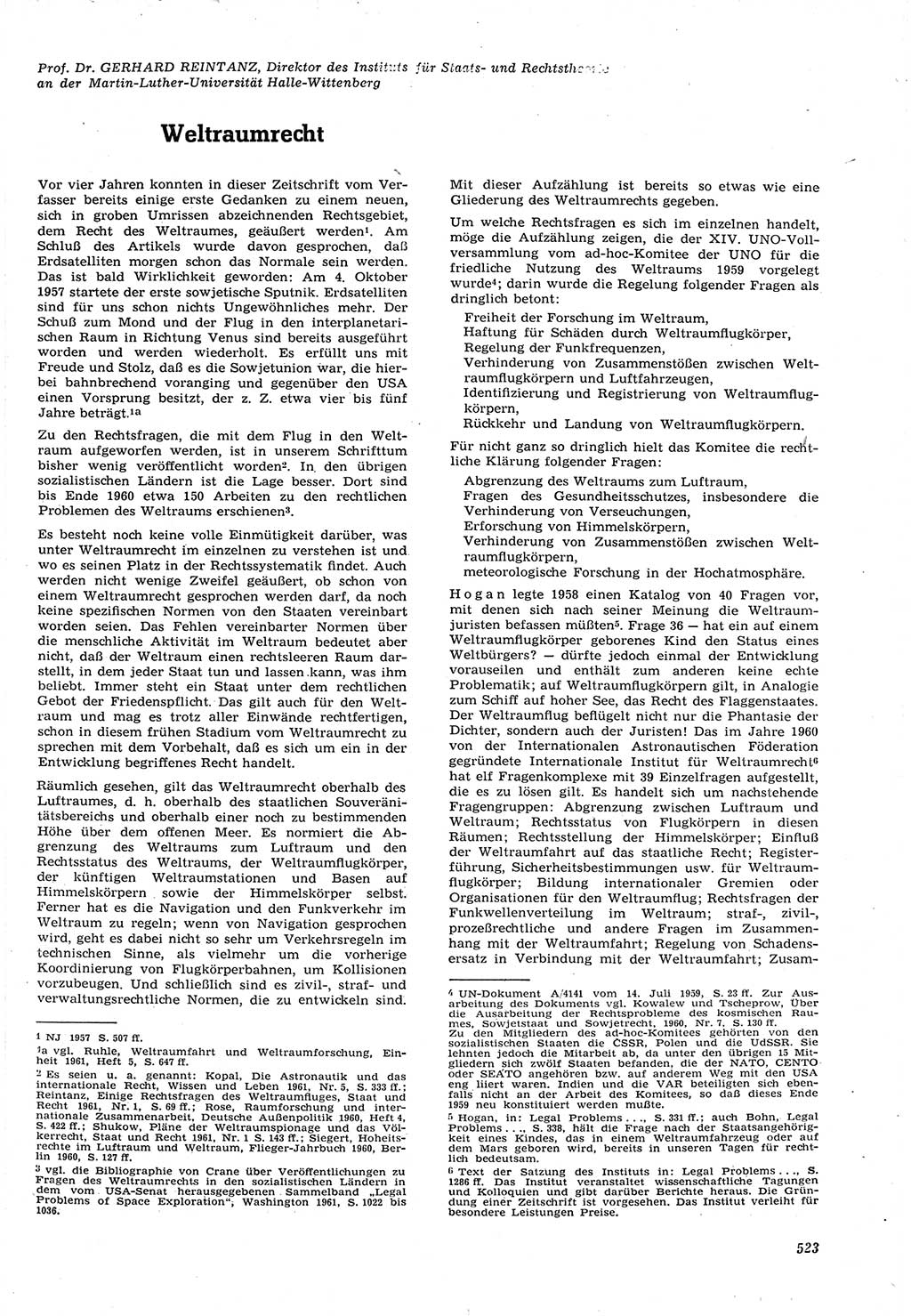 Neue Justiz (NJ), Zeitschrift für Recht und Rechtswissenschaft [Deutsche Demokratische Republik (DDR)], 15. Jahrgang 1961, Seite 523 (NJ DDR 1961, S. 523)
