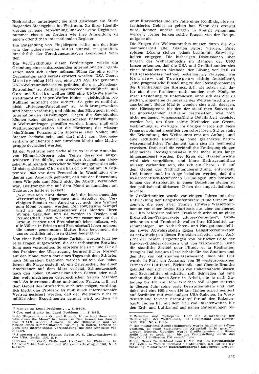 Neue Justiz (NJ), Zeitschrift für Recht und Rechtswissenschaft [Deutsche Demokratische Republik (DDR)], 15. Jahrgang 1961, Seite 525 (NJ DDR 1961, S. 525)
