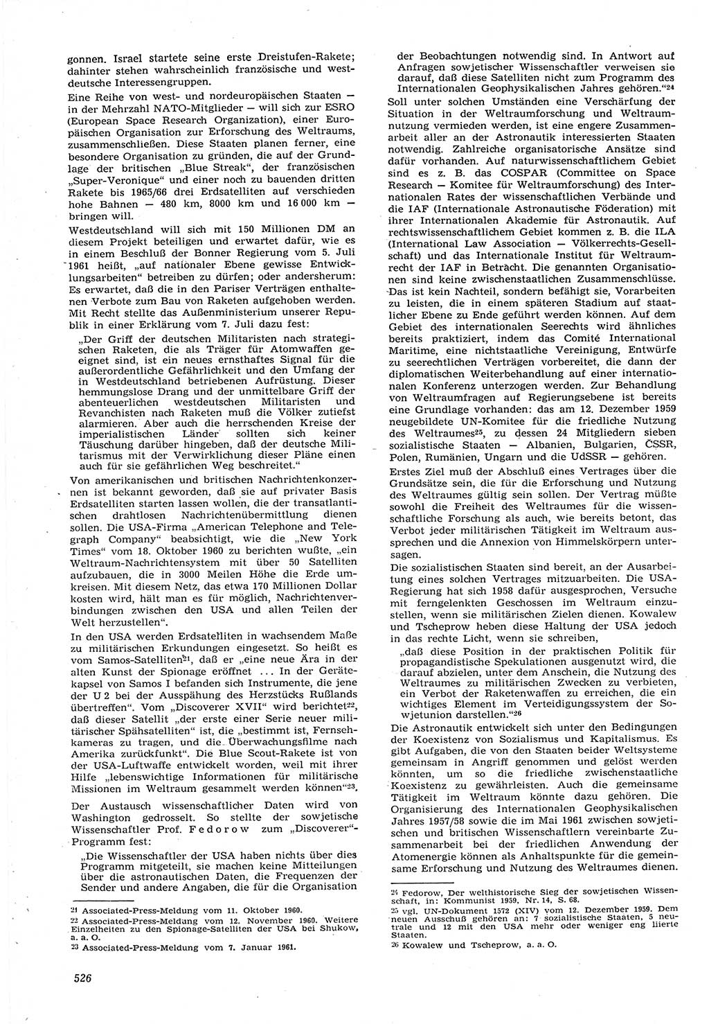 Neue Justiz (NJ), Zeitschrift für Recht und Rechtswissenschaft [Deutsche Demokratische Republik (DDR)], 15. Jahrgang 1961, Seite 526 (NJ DDR 1961, S. 526)