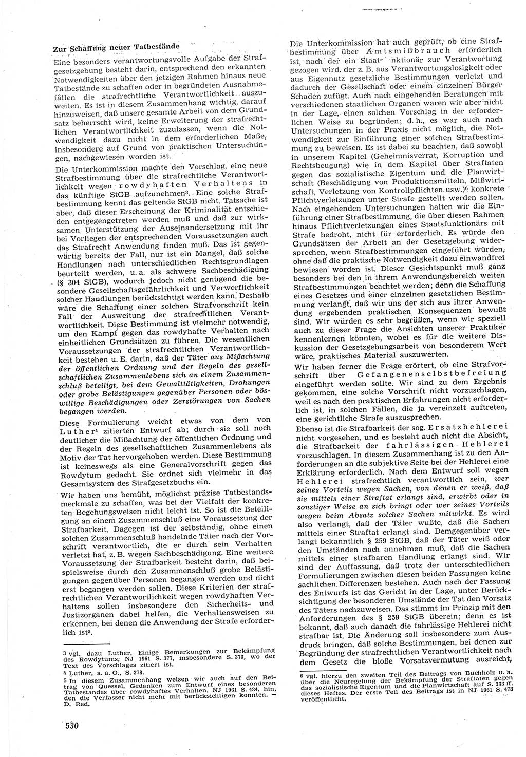 Neue Justiz (NJ), Zeitschrift für Recht und Rechtswissenschaft [Deutsche Demokratische Republik (DDR)], 15. Jahrgang 1961, Seite 530 (NJ DDR 1961, S. 530)