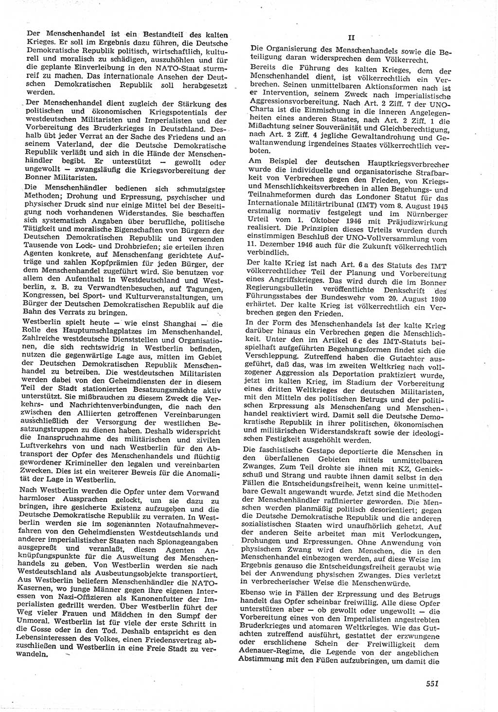 Neue Justiz (NJ), Zeitschrift für Recht und Rechtswissenschaft [Deutsche Demokratische Republik (DDR)], 15. Jahrgang 1961, Seite 551 (NJ DDR 1961, S. 551)