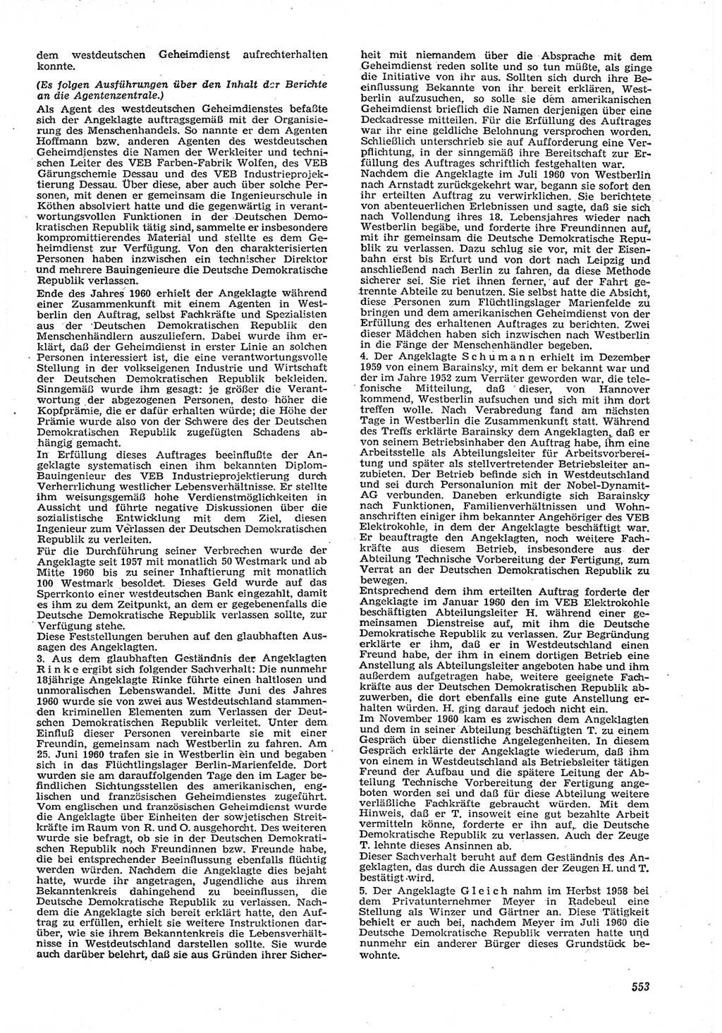 Neue Justiz (NJ), Zeitschrift für Recht und Rechtswissenschaft [Deutsche Demokratische Republik (DDR)], 15. Jahrgang 1961, Seite 553 (NJ DDR 1961, S. 553)