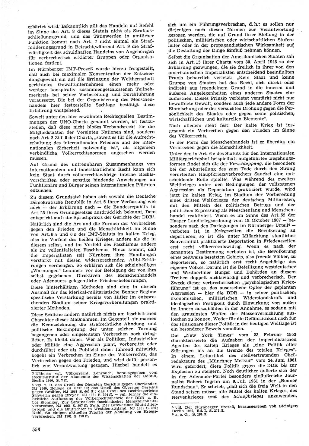 Neue Justiz (NJ), Zeitschrift für Recht und Rechtswissenschaft [Deutsche Demokratische Republik (DDR)], 15. Jahrgang 1961, Seite 558 (NJ DDR 1961, S. 558)